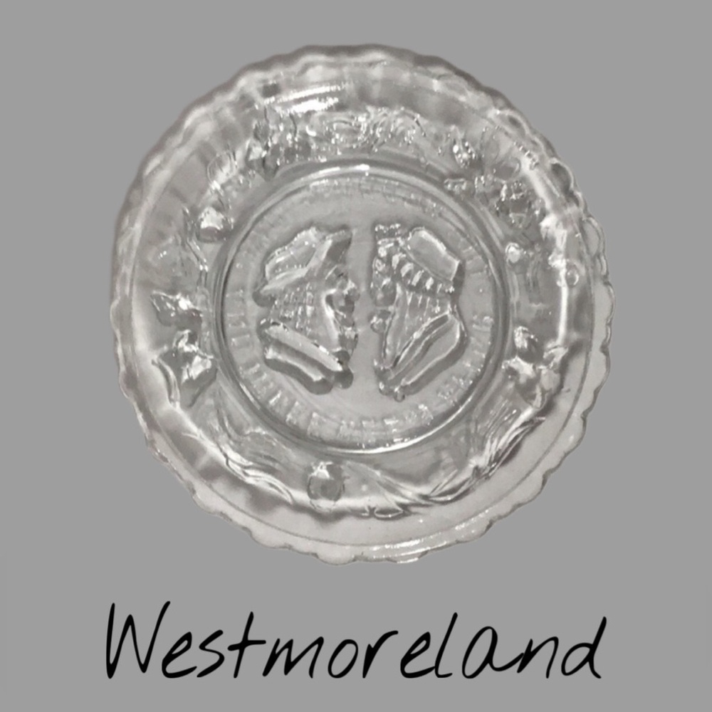 Vtg Westmoreland Glass Cup Plate The Wedding Day & 3 Weeks After Clear Glass